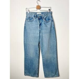 Oak + Fort Criss Cross Button Straight Leg Jeans